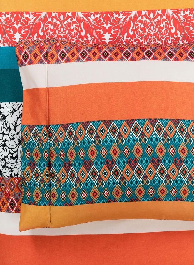 Lush Decor Boho Stripe Soft Sheet 6 Piece Set, King, Turquoise & Tangerine - Image 5