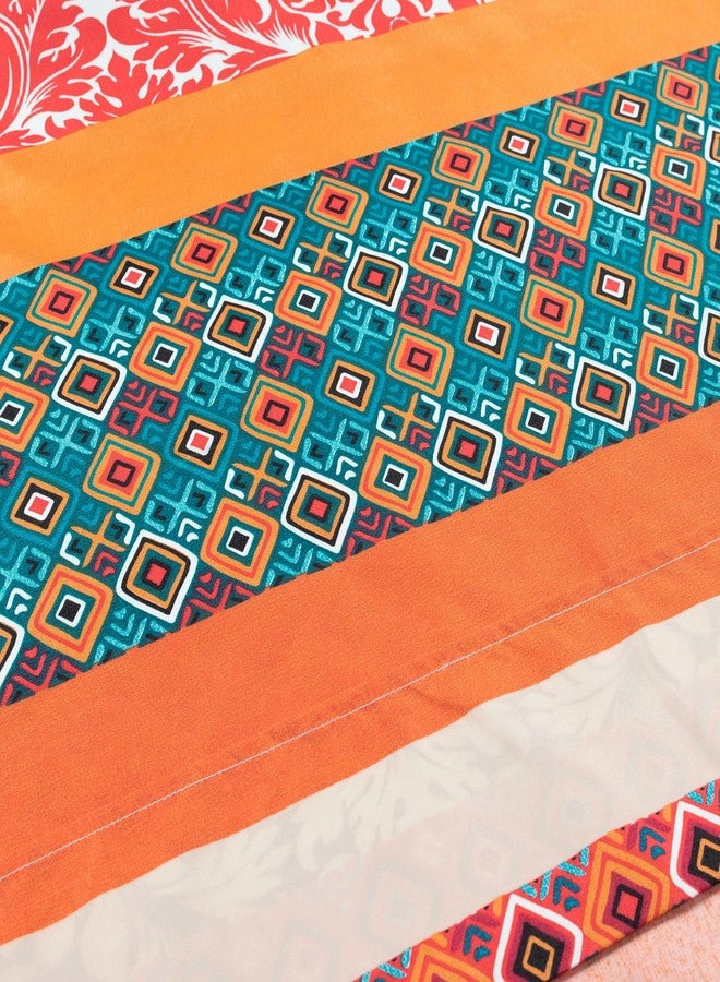Lush Decor Boho Stripe Soft Sheet 6 Piece Set, King, Turquoise & Tangerine - Image 4