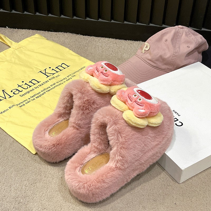 2024 Plus Size Casual Thick-Soled Little Baby Milk Call Cute Girl Heart Home Wear Mao Mao Slippers - Image 5