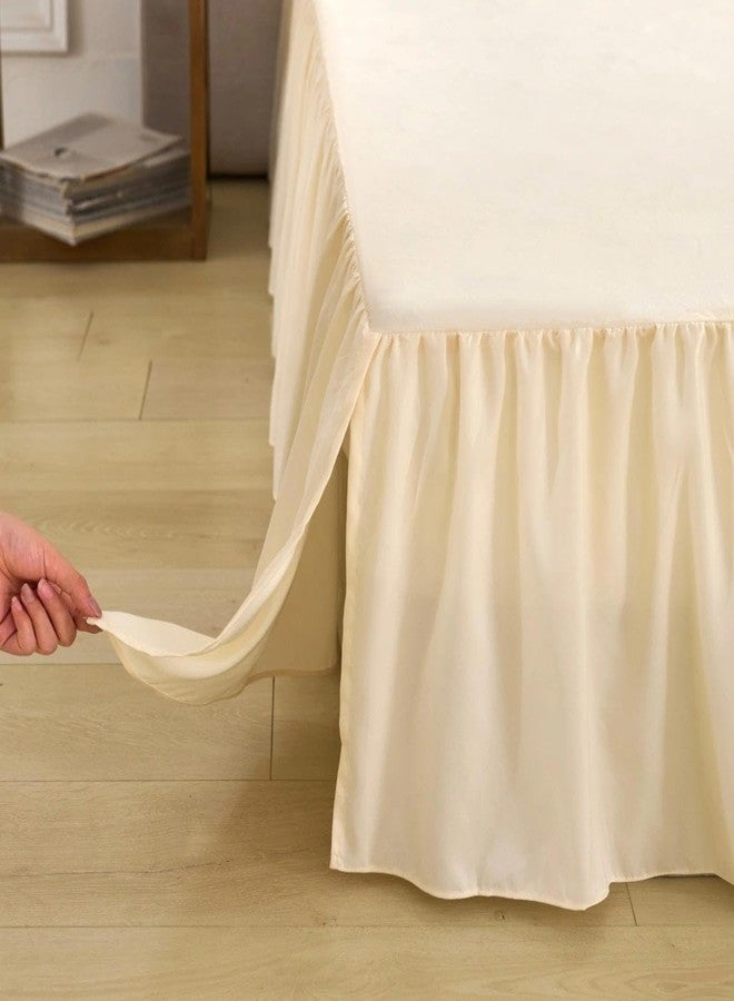 VTNXUN Bed Skirt Queen Size Ruffled Bed Skirt with Split Corners, Queen Bed Skirts 18 Inch Drop with Platform, 18'' Queen, Beige - Image 3