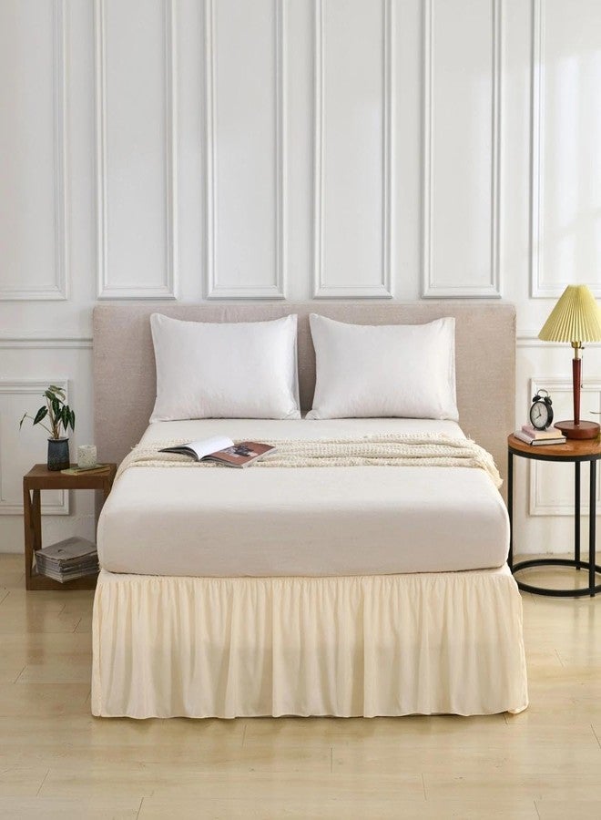 VTNXUN Bed Skirt Queen Size Ruffled Bed Skirt with Split Corners, Queen Bed Skirts 18 Inch Drop with Platform, 18'' Queen, Beige - Image 5