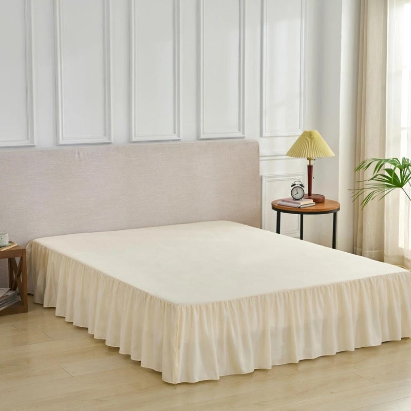 VTNXUN Bed Skirt Queen Size Ruffled Bed Skirt with Split Corners, Queen Bed Skirts 18 Inch Drop with Platform, 18'' Queen, Beige - Image 1
