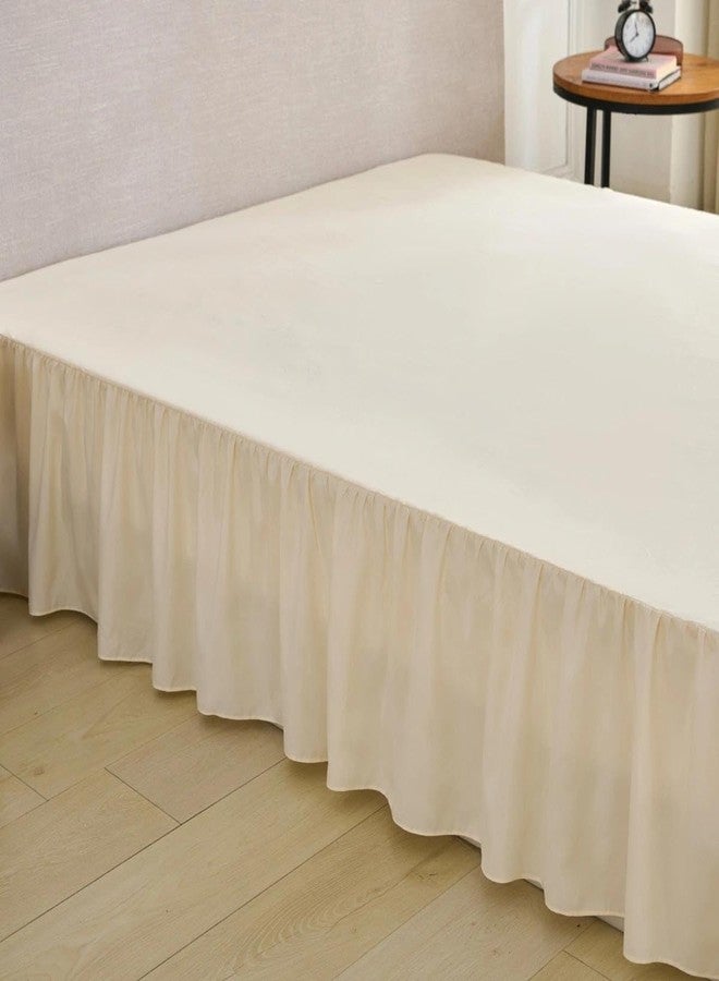 VTNXUN Bed Skirt Queen Size Ruffled Bed Skirt with Split Corners, Queen Bed Skirts 18 Inch Drop with Platform, 18'' Queen, Beige - Image 2