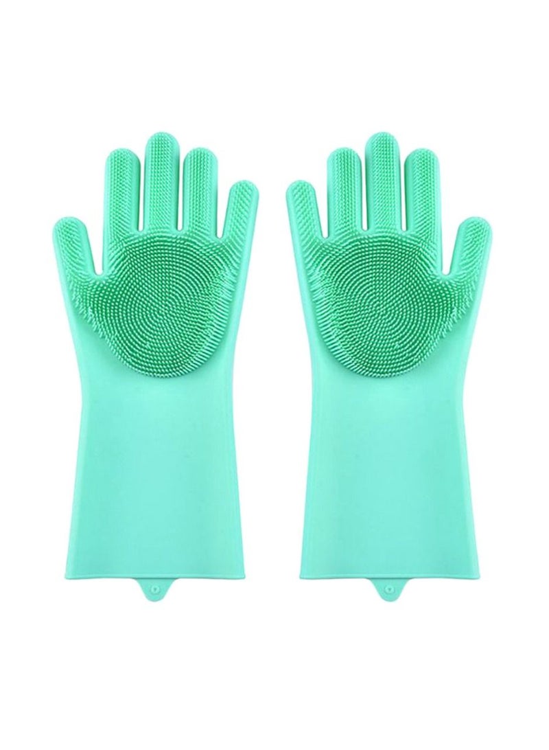 Yuwell Magic Silicone Gloves With Wash Scrubber Green 