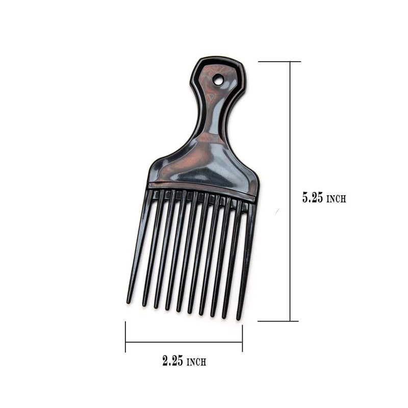 Luxxii (3 Pack) 5.25" Plastic Afro Pick Lift Hair Comb Detangle Wig Braid Hair Man Styling Comb (Black_B) - Image 3
