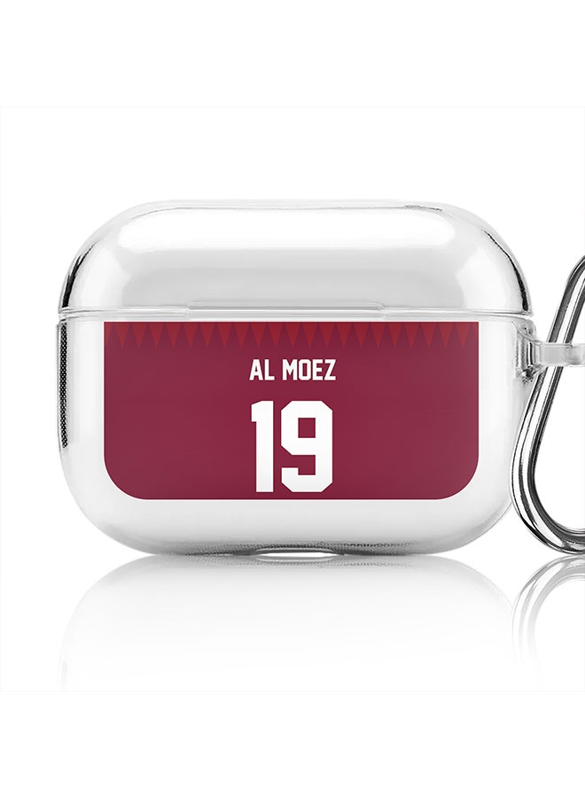 Stylizedd Classic Clear printed Case for Apple Airpods Pro Soft TPU Gel Thin Transparent Flexible Cover [Designed for Apple Airpods Pro] - Football Team - Qatar, Player Name - Al Moez - Image 1