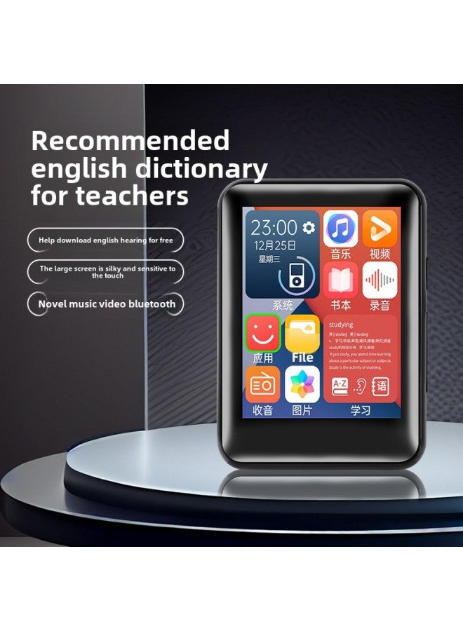 Ultra-thin Full Screen Mp3mp4 Walkman Student Version Bluetooth Portable Full Touch Screen Mp5 Music Player Mp6-Body Color:Black Metal [2.0 Touch Screen + Bluetooth + Dictionary] 32gb-Memory Capacity:Official Standard Configuration  - Image 1