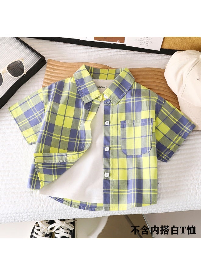 Children's Shirt Men's  New Baby Stylish Cotton Plaid Shirt Spring And Autumn Children's Fashion Lapel Cardigan