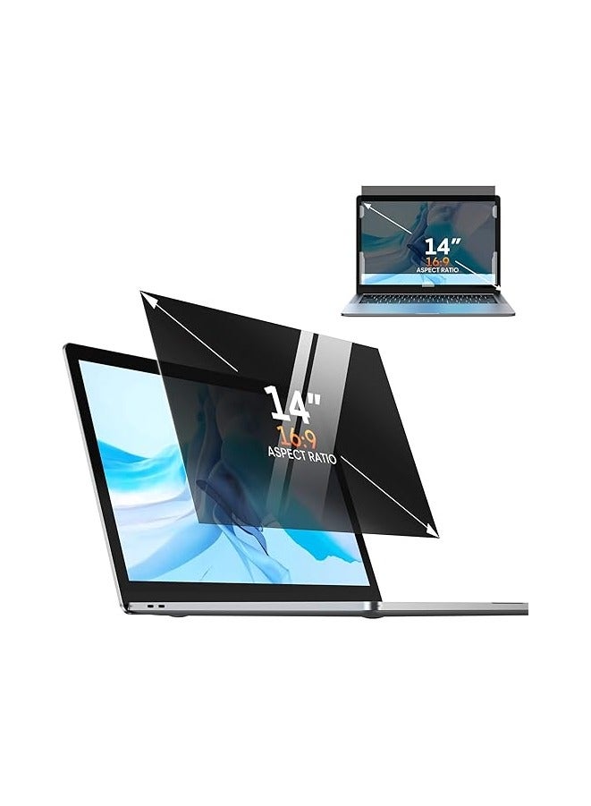Green Tiger Laptop Privacy Screen 14 Inch for Lenovo/HP Envy/Dell/Acer/Asus/Thinkpad, 16:9 Aspect Removable Anti Glare Blue Light Privacy Screen Filter, Computer Monitor Security Shield 14 In