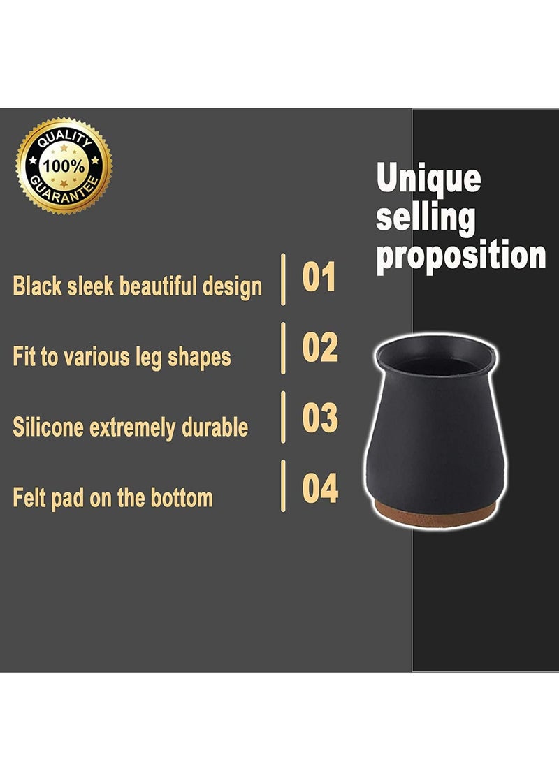 Excefore Silicone Chair Legs Floor Protectors Cover, Furniture Silicon Protection Cover with Felt Pad FIT 0.7 inch to 1.1 inch  - Image 3