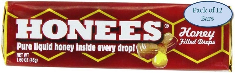 Honey Filled Drops Honey Cough Drops with Real HoneyNatural Sore Throat ReliefNothing ArtificialThroat Coat Lozenges Natural Cough Suppressant NonGMO Gluten Free 12 Pack 108 Drops