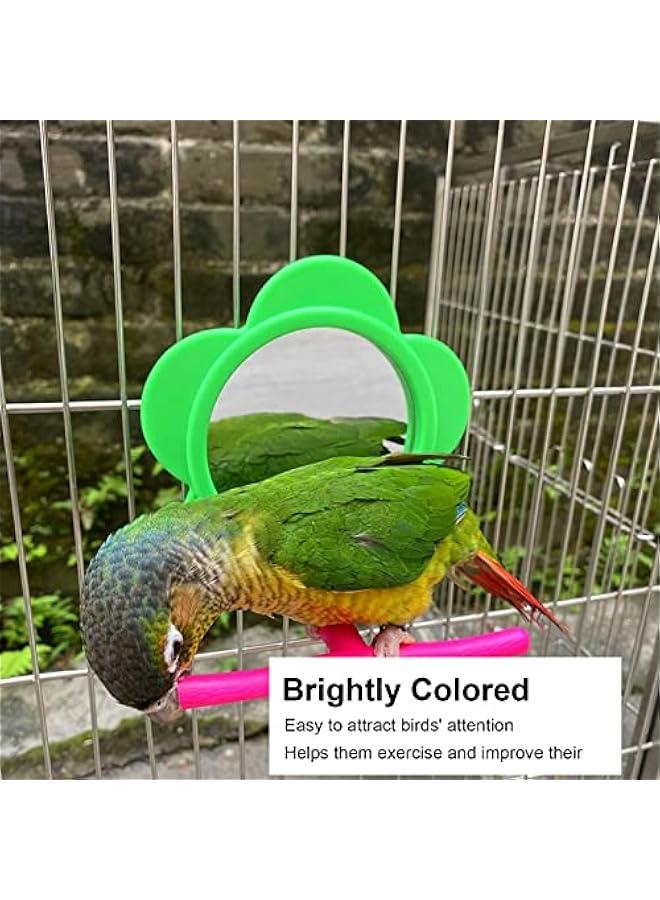Flower Shape Plastic Mirror Toy,Bird Mirror Perch Hanging Swing Interactive Play Toys for Parrot Parakeet Cockatiels Conure - Image 3