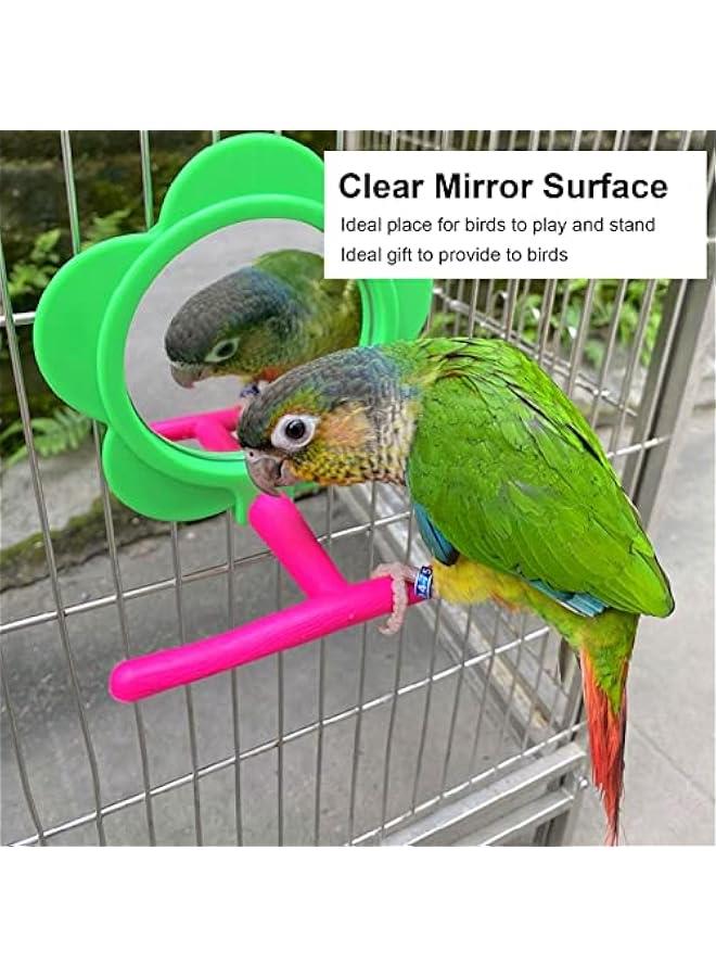 Flower Shape Plastic Mirror Toy,Bird Mirror Perch Hanging Swing Interactive Play Toys for Parrot Parakeet Cockatiels Conure - Image 5