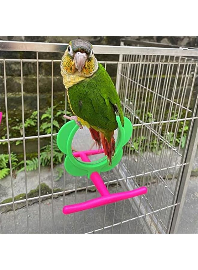 Flower Shape Plastic Mirror Toy,Bird Mirror Perch Hanging Swing Interactive Play Toys for Parrot Parakeet Cockatiels Conure - Image 4