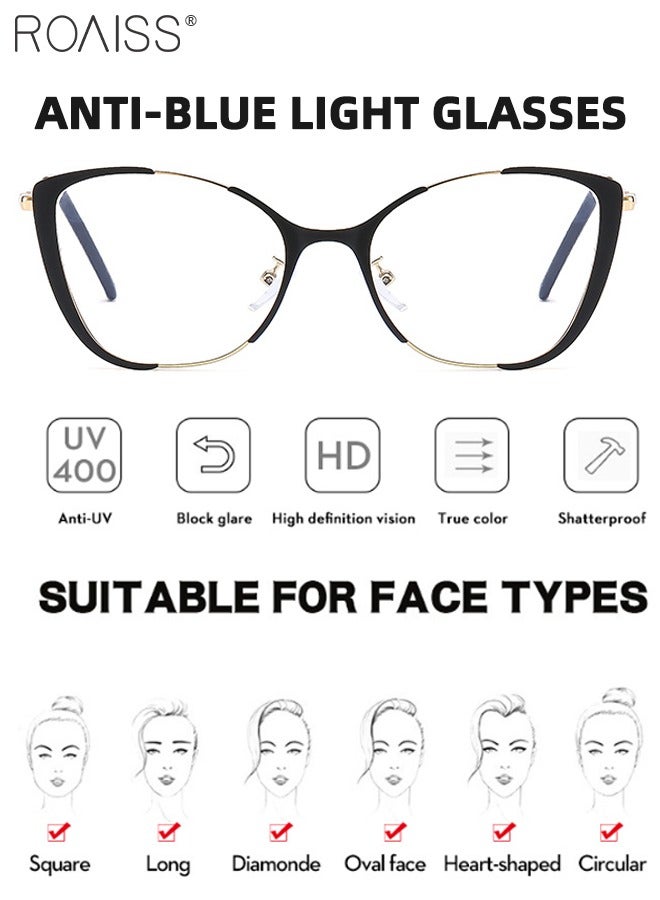 roaiss Women's Blue Light Blocking Glasses Anti UV and Glare Blue Light Filter Computer Glasses Cat Eye Color Changing Anti Eyestrain Headache Eyewear Black Gold 52mm - Image 4