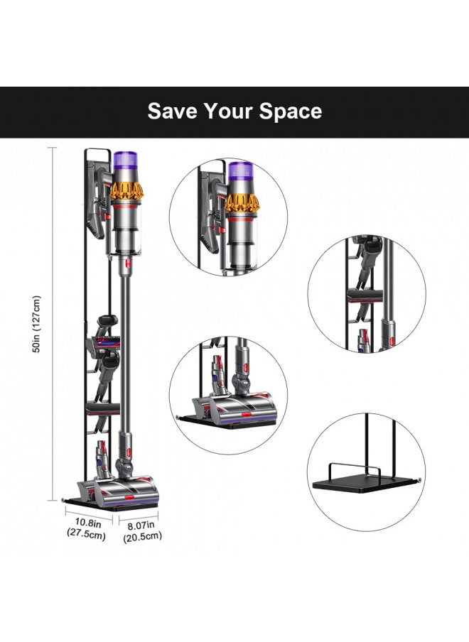 FOHO Foho Vacuum Stand for Dyson V15 V11 V10 V8 V7 V6 with Wheels, Metal Storage Bracket Stand Holder for Dyson Handheld Cordless Vacuum Cleaners & Accessories & Attachments 