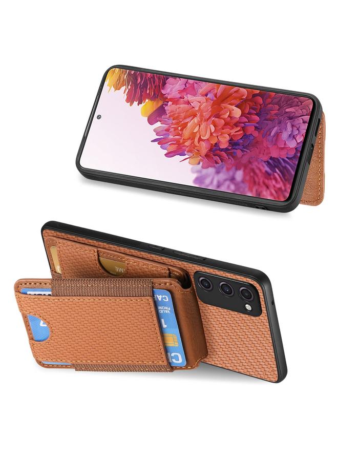 اس-توب جراب هاتف Samsung Galaxy S20 FE من ألياف الكربون مع حامل محفظة عمودي قابل للطي - Image 5