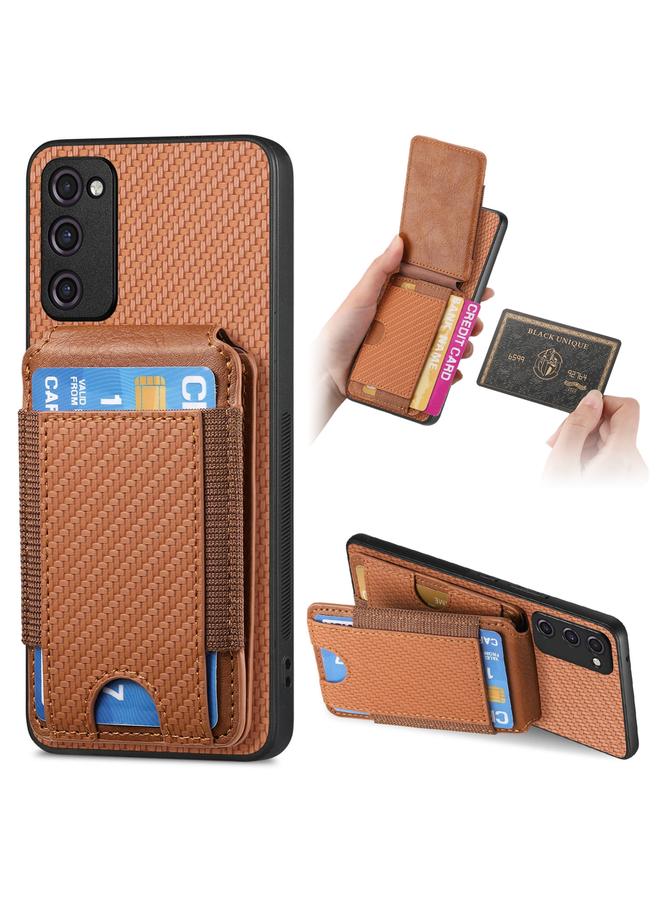 اس-توب جراب هاتف Samsung Galaxy S20 FE من ألياف الكربون مع حامل محفظة عمودي قابل للطي - Image 1