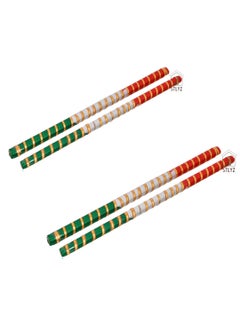 Grahvatika Grahvatika 2 Pair Wooden Dandiya Sticks for Navratri Garba Dance Night Multicolor Bandhani Wooden Dandia Sticks For Garba Couples Special Navaratri Garbha Dance Nights Indian Festival  - Image 3