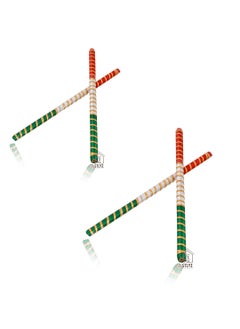 Grahvatika Grahvatika 2 Pair Wooden Dandiya Sticks for Navratri Garba Dance Night Multicolor Bandhani Wooden Dandia Sticks For Garba Couples Special Navaratri Garbha Dance Nights Indian Festival  - Image 1