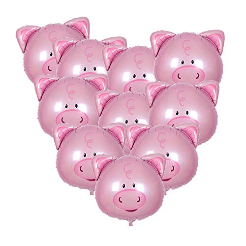 Soochat Pig Balloon Pink Pig Head Balloons Aluminium Film Balloon for Birthday Wedding Party Decorations 10 Pcs - Image 1