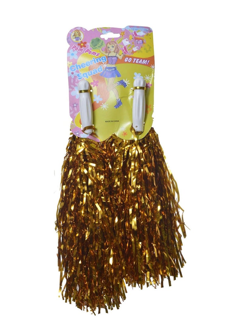 Generic Cheerleader Pom Poms Metallic Foil for Sports Team Spirit Cheering Party 2pcs  - Image 1