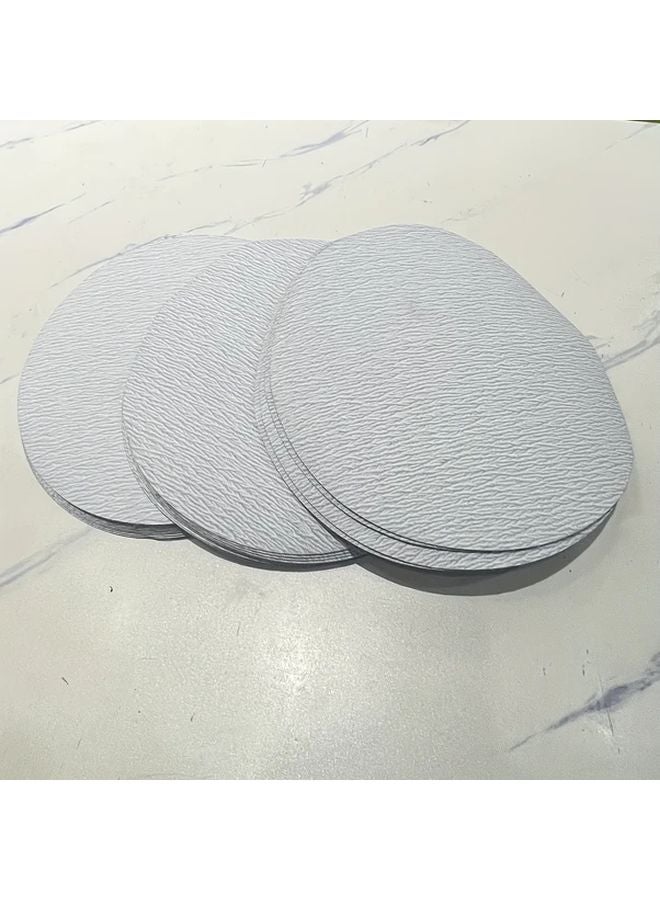 White Sand 240 Grit 30 Sheets Self Adhesive Half Circle Sander Paper Holder Reusable Tool Organizer For Drywall Woodworking DIY - Image 1