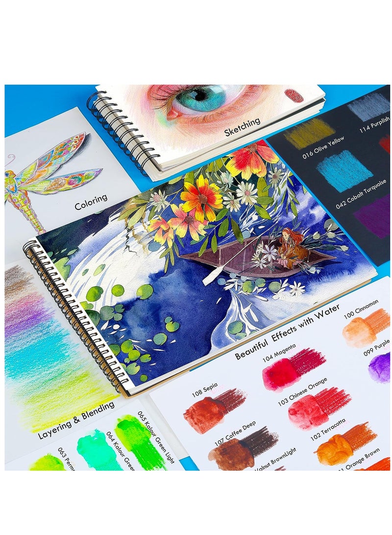 SYOSI Premium Watercolor Pencils Set of 120 Colors with Water Brush Pen Portable Nylon Case Numbered and Lightfastness Water-soluble Colored Pencils for Adult Coloring Water Color for Beginner Kids - Image 4