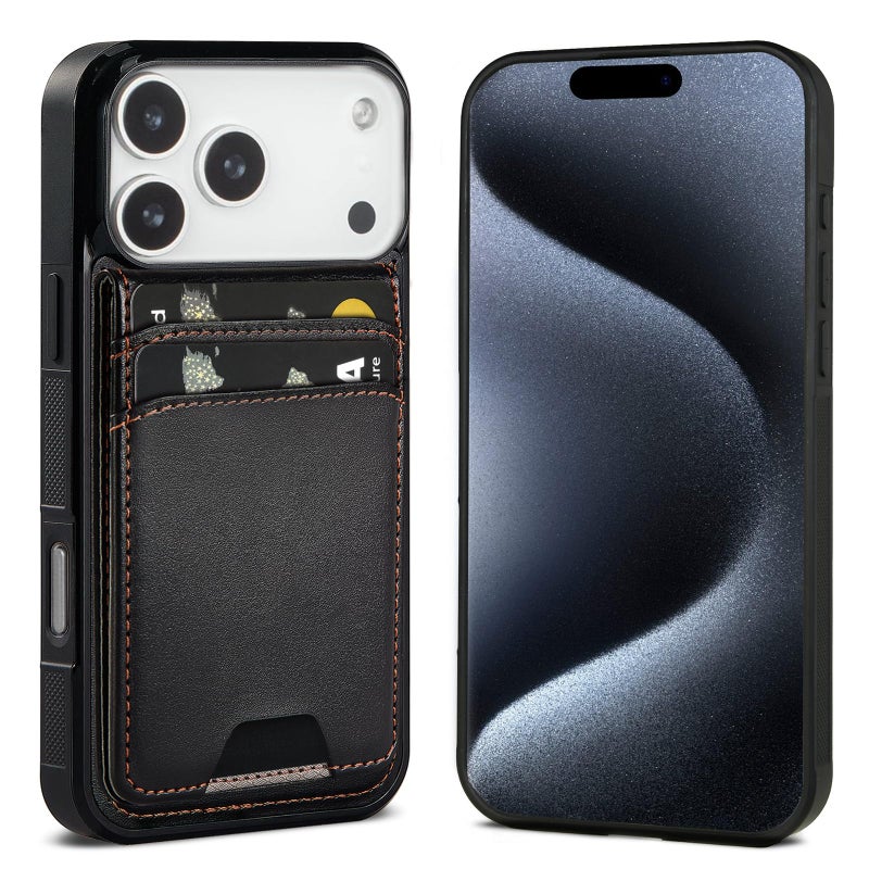 AOFEGRLT for iPhone 17 Pro Max MagSafe Wallet Case, Magnetic Detachable Leather Wallet with Card Holder & Kickstand, Slim Protective Phone Case Compatibility with iPhone 17 Pro Max. Black - Image 3