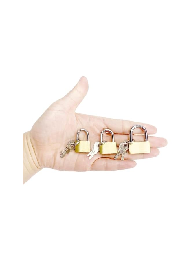 PROMASS 3 locks 20mm 25mm 30mm Brass Padlocks with Keys, 3 Pack, Small Security Locks  - Image 2