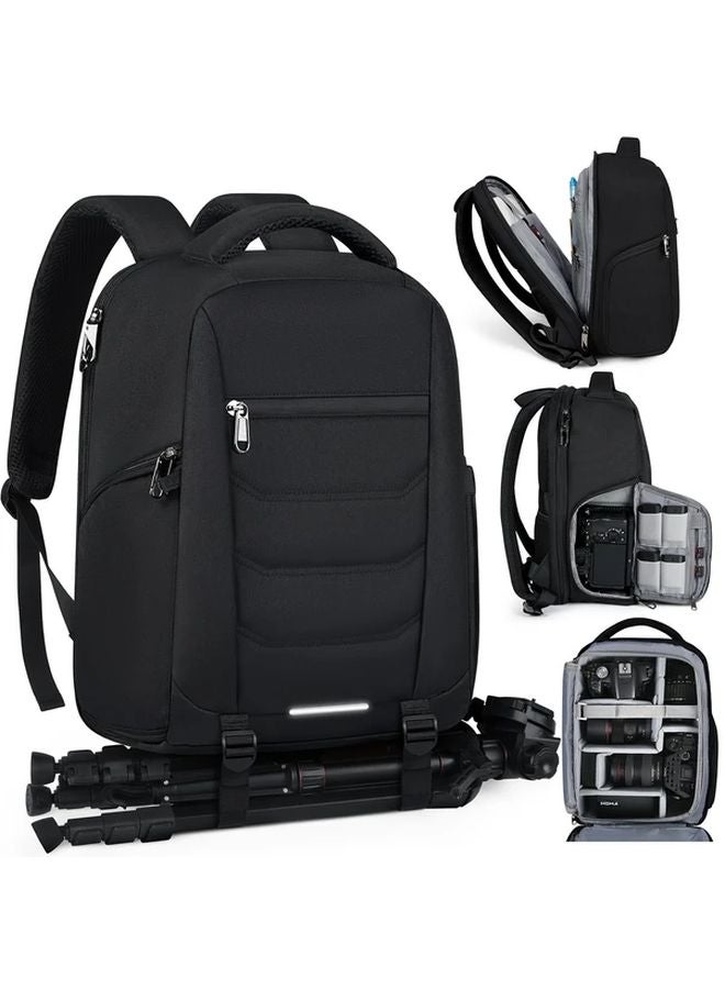15.6 Inch Anti Theft Camera Backpack Large Capacity Travel Photography Black - Image 2