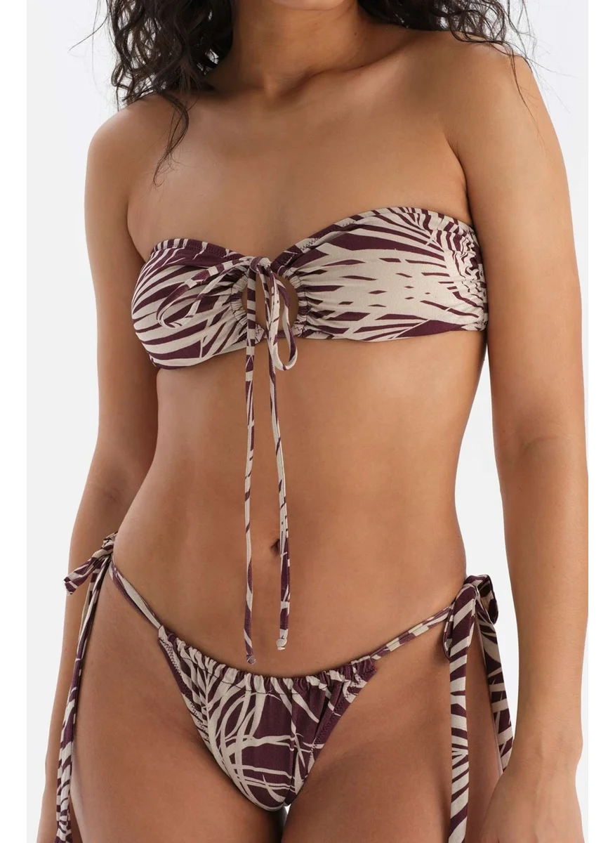 داجي Claret Red-Ecru Strapless Bikini Top