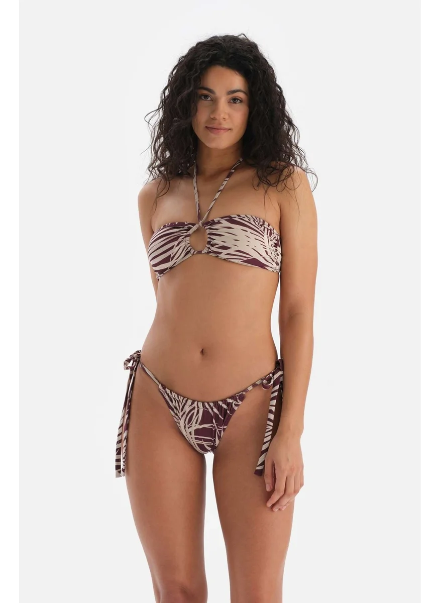 داجي Claret Red-Ecru Strapless Bikini Top