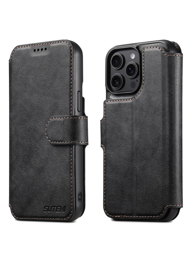 Suteni Case For iPhone 15 Pro Max Q05 2-in-1 Multi-function Detachable Wallet MagSafe Phone Case - Image 1