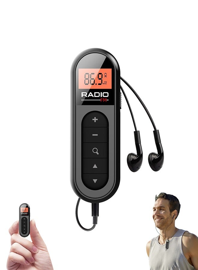 راديو FM محمول، راديو جيب قابل لإعادة الشحن مع أفضل استقبال ضبط رقمي، شاشة LCD، مشبك حزام، مقبس سماعة رأس ستيريو للصالة الرياضية والركض والمشي والتخييم - Image 1