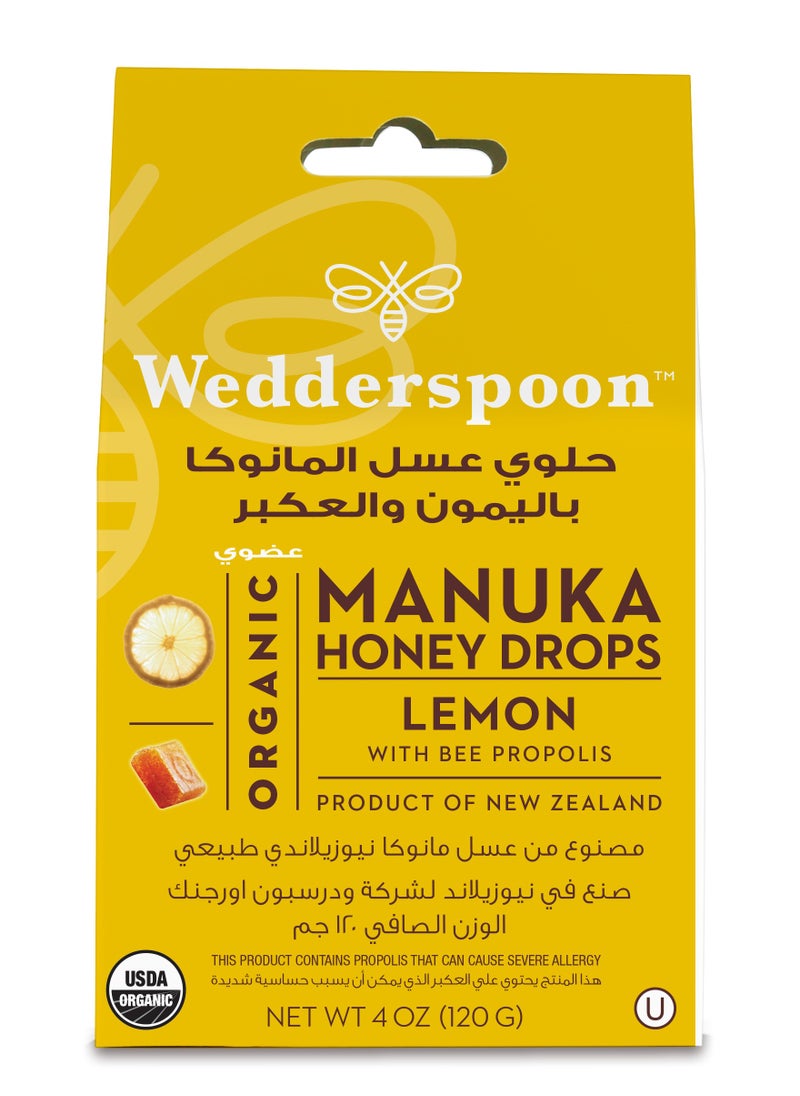 Wedderspoon Organic Manuka Honey Drops lemon120 G  - Image 1