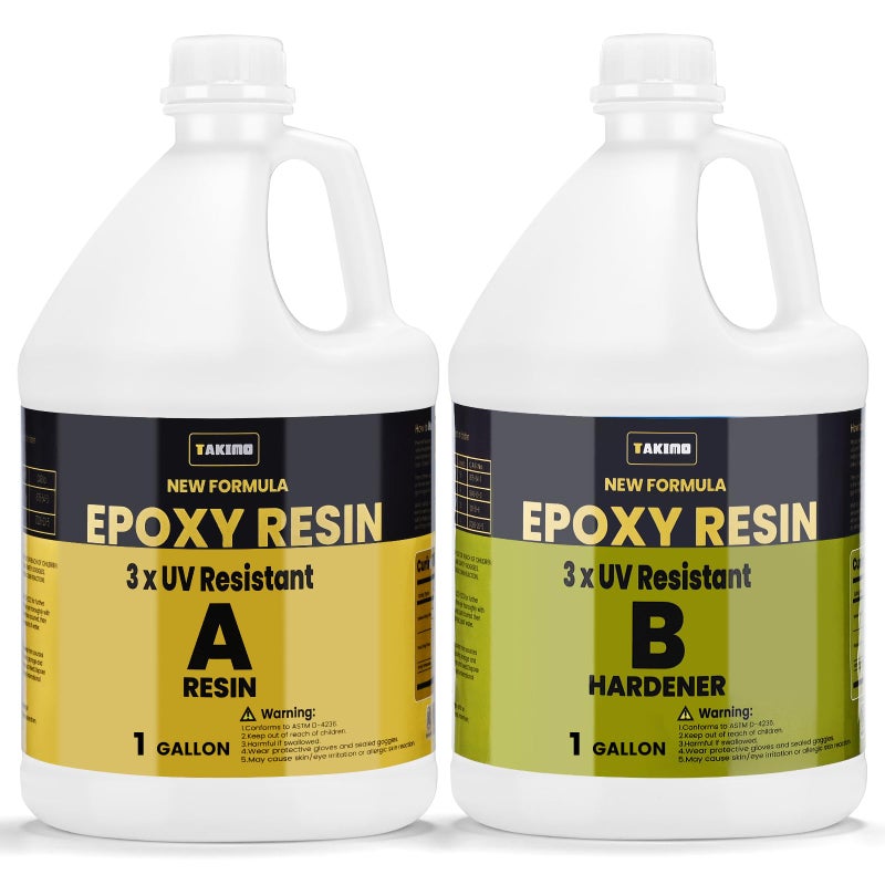 TAKIMO 2 Gallon 3×UV Resistant Resin Kit,No Bubble & Crystal Clear Epoxy Resin for Coating, Casting, Table Top,DIY, Bar Top, River Tables, Resin Art, Wood with High Gloss Finish - Image 1