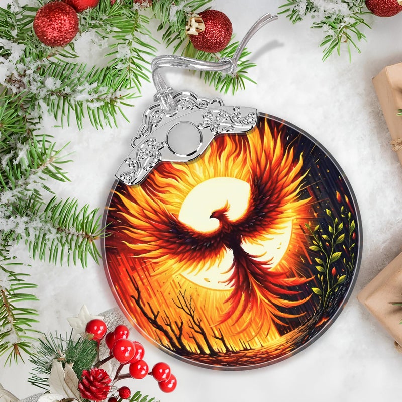 Jocidea Christmas Ornament - Stained Glass Phoenix Ornament - Christmas Home Decor - Christmas Tree Ornament - Holiday Ornament - Holiday Present Ideas - Gift Exchange - Nirvana Rebirth - Image 5