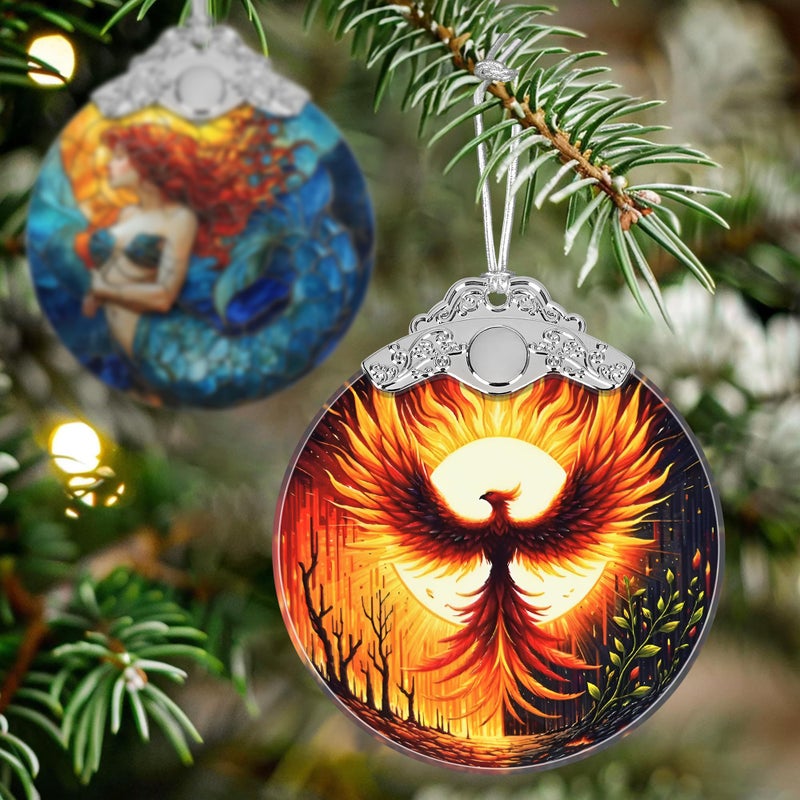 Jocidea Christmas Ornament - Stained Glass Phoenix Ornament - Christmas Home Decor - Christmas Tree Ornament - Holiday Ornament - Holiday Present Ideas - Gift Exchange - Nirvana Rebirth - Image 4