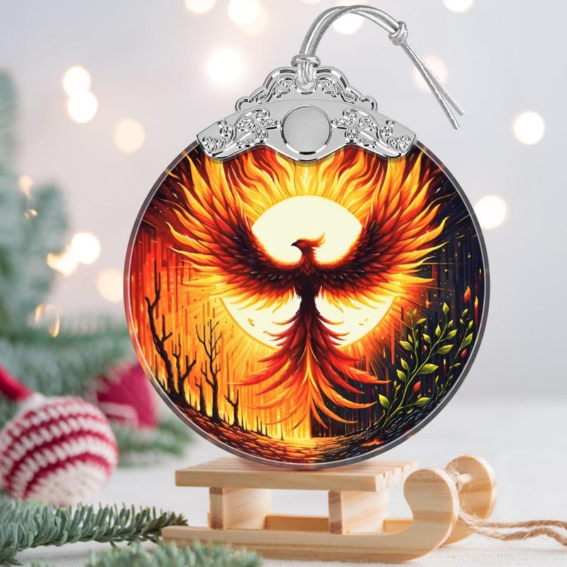 Jocidea Christmas Ornament - Stained Glass Phoenix Ornament - Christmas Home Decor - Christmas Tree Ornament - Holiday Ornament - Holiday Present Ideas - Gift Exchange - Nirvana Rebirth - Image 3