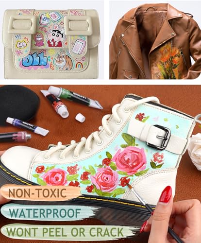 Colorful Acrylic Leather Paint for Shoe Painting- 24 Colors Leather Paint for Bag & Wallet Decor, Leather Jacket Care, Crafts DIY & Customizing Leather Projects - Image 4