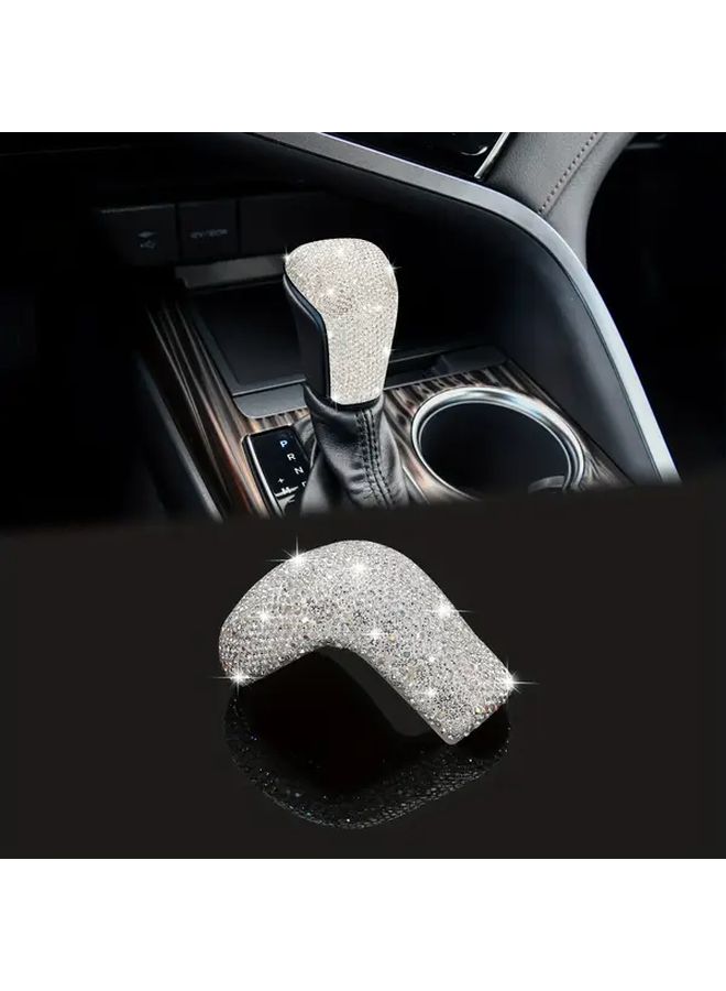 White Rhinestone Gear Shift Knob Cover Compatible For Camry 2018 2019 2020 2021 - Image 1