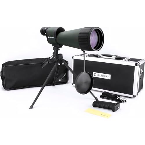 BARSKA Benchmark 25-125x88 Waterproof Straight Spotting Scope, Green/ Black - Image 1