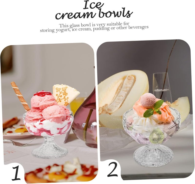 BLISS START Glass Dessert Bowls Set of 2 Crystal Glass Bowls for Ice Cream Fruit Pudding Snack Cereal Nuts Premium Glass Serving Dishes Mini Trifle Bowl - Image 2