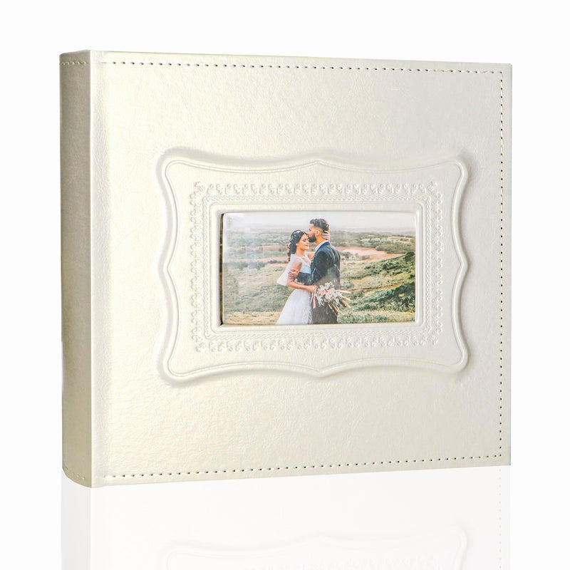 Holoary Photo Album 4X6  200 Photos Pu Leather Vintage Picture Album For Family Wedding Anniversary Baby Vacation (Pearl Color) - Image 1