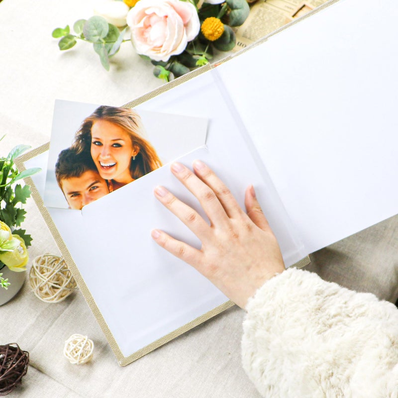 Holoary Photo Album 4X6  200 Photos Pu Leather Vintage Picture Album For Family Wedding Anniversary Baby Vacation (Pearl Color) - Image 5