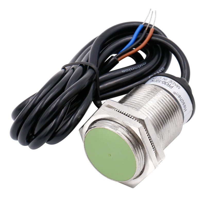 Heschen M30 Inductive Approach Proximity Sensor Switch, PR30-10DN, Cylindrical Type, Detector Distance 10mm, DC12-24V, Shield Type, 3-Wire, NPN NO(Normally Open) - Image 1