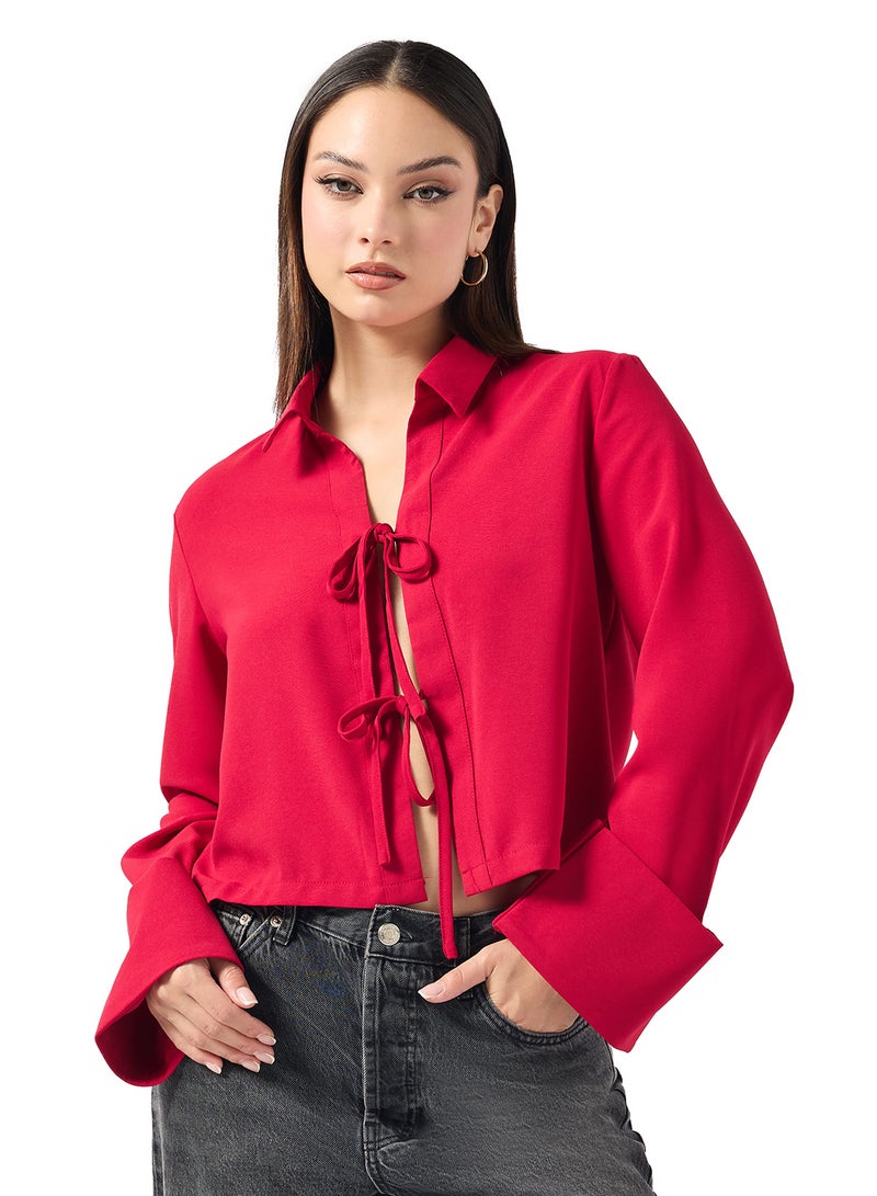 Ginger Tie Up Detail Relaxed Fit Shirt - Image 1