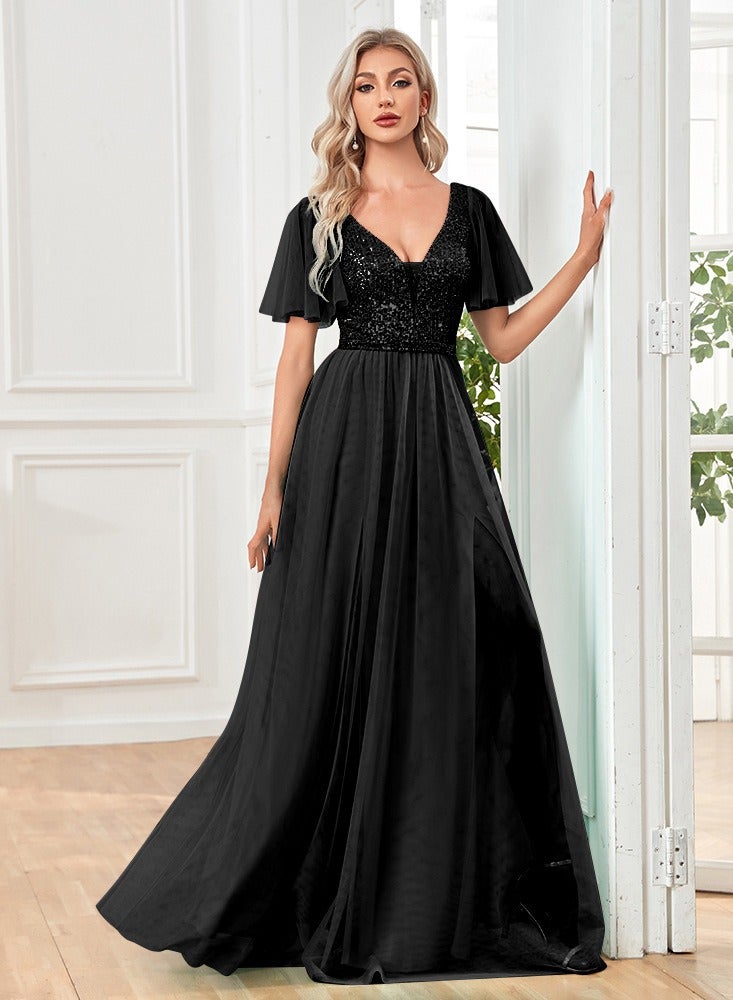 GEXUAN V-Neck Short Sleeve Maxi Dress - Image 3