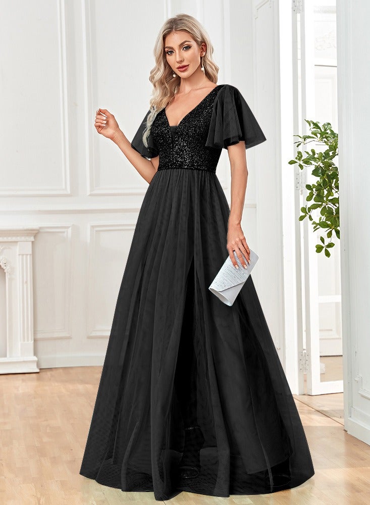 GEXUAN V-Neck Short Sleeve Maxi Dress - Image 2